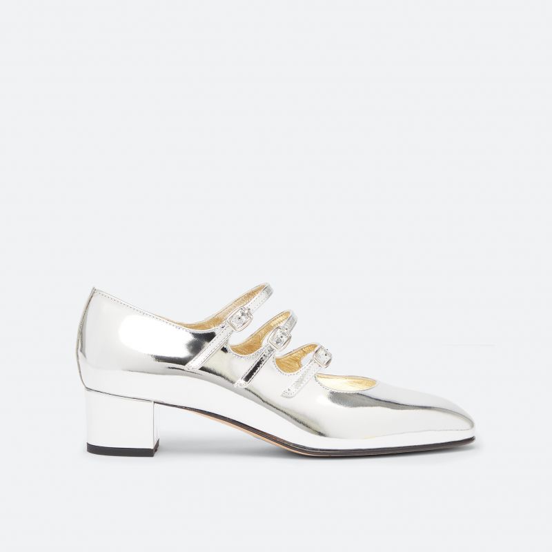 KINA Silver leather mirror effect Mary Janes