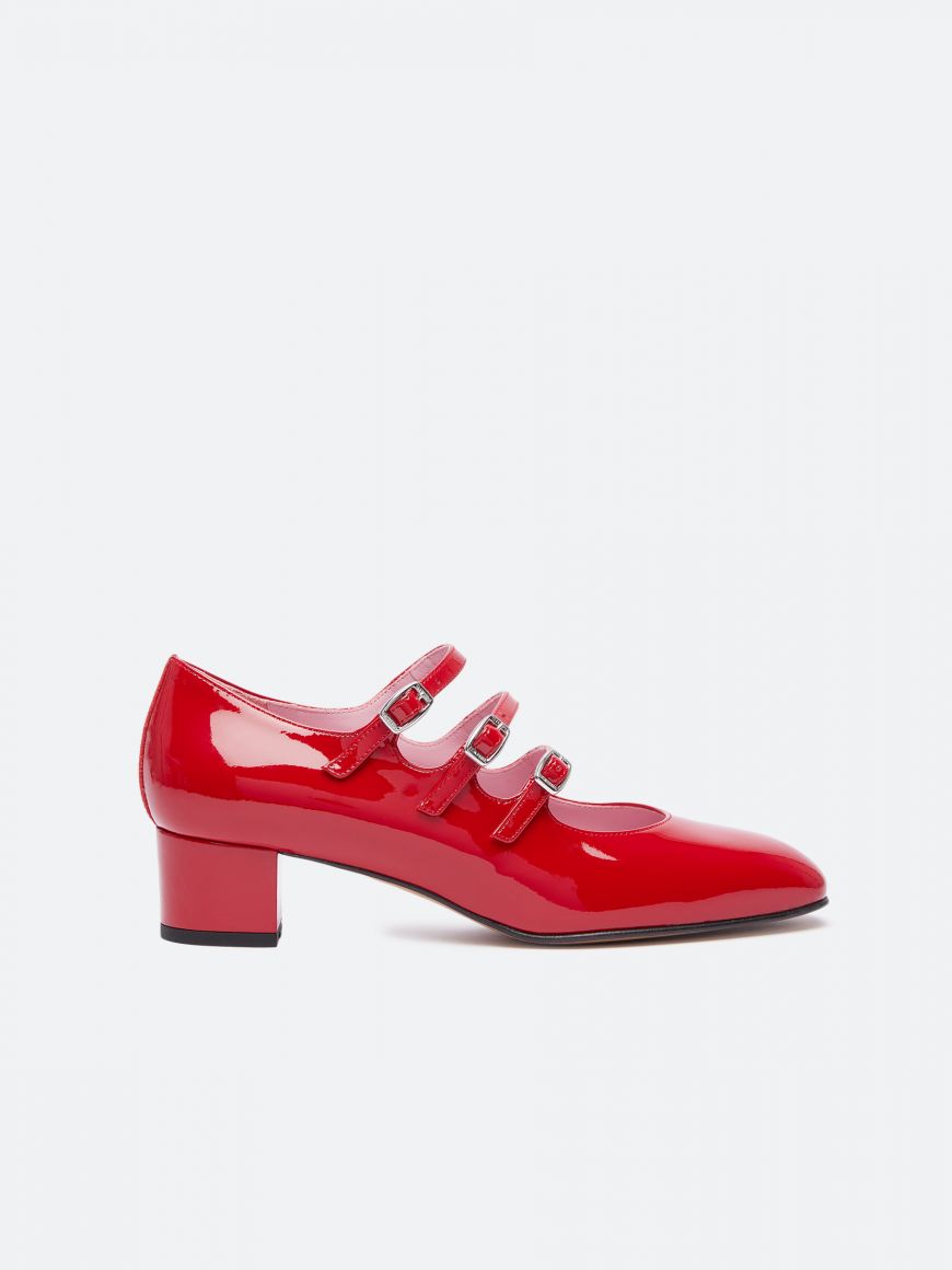 Peche Red Patent Leather Mary Jane Slingback Pumps | Carel 38 / Red
