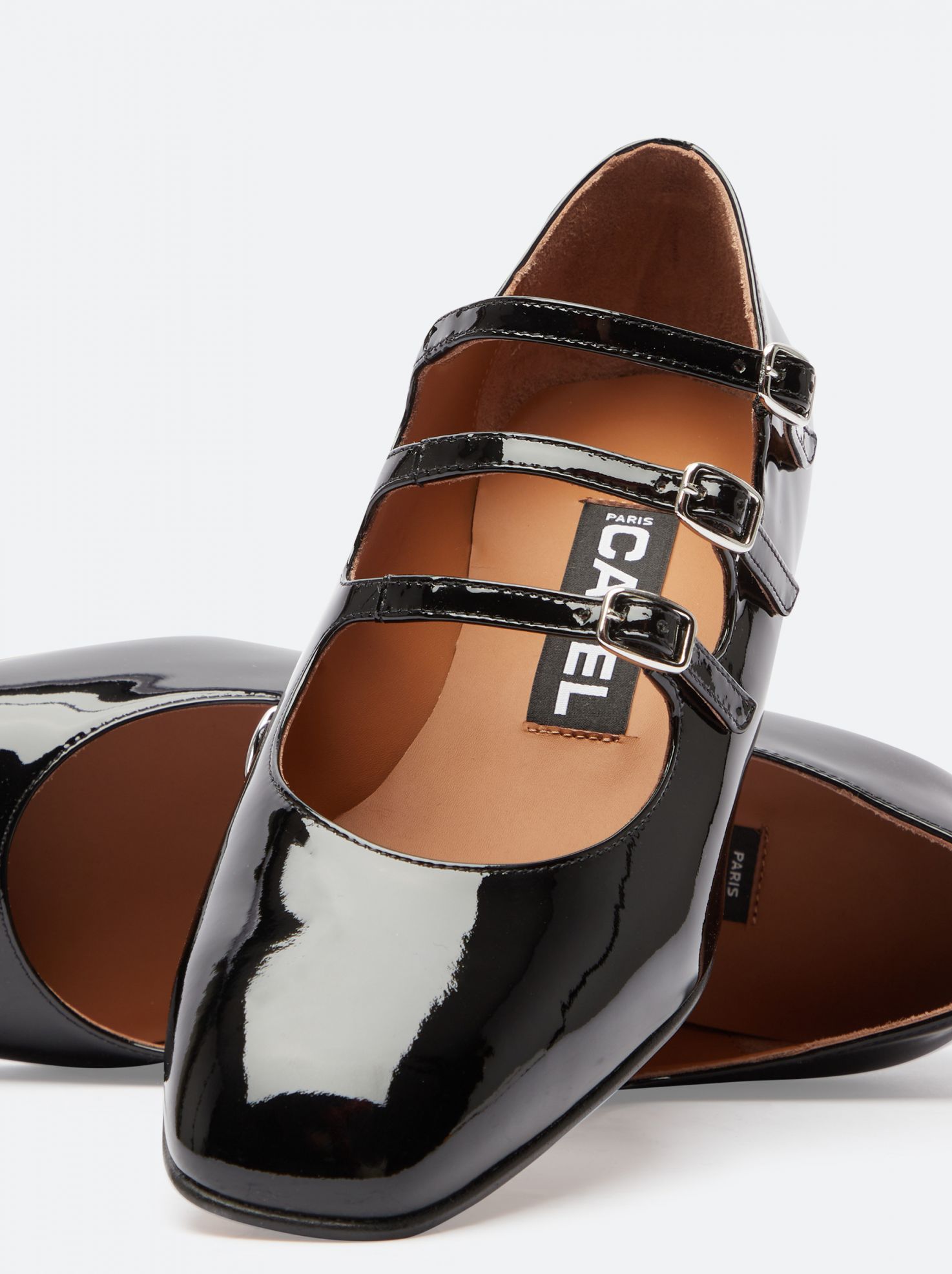 Black Pebble Grain Leather Brogued 75mm Block Heel Criss Cross Mary Jane |  Thom Browne