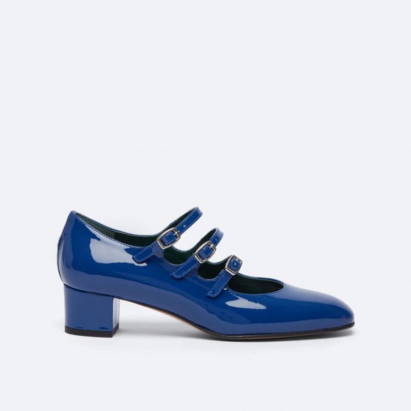KINA Blue patent upcycled leather Mary Janes pumps