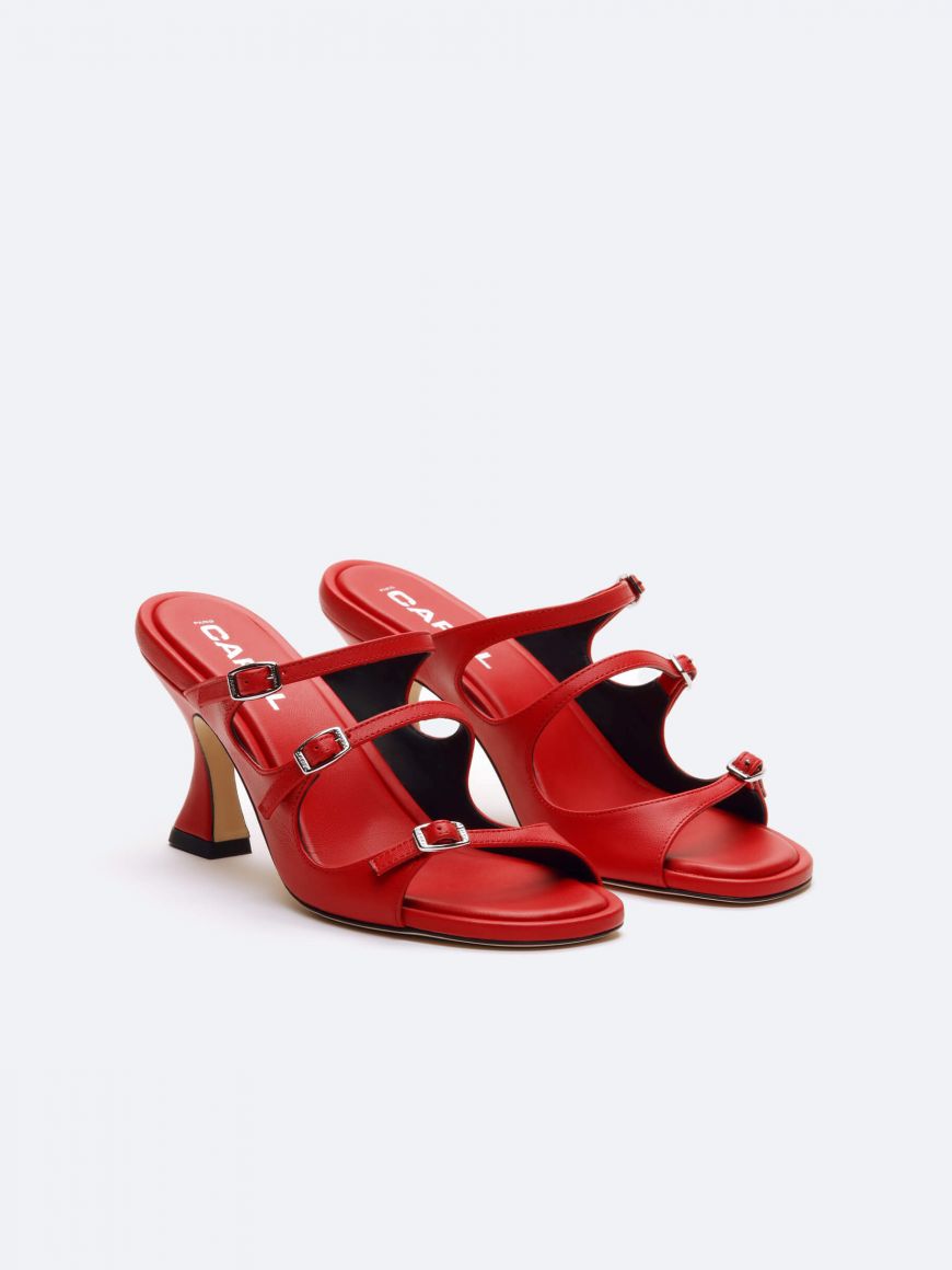 KITTY mules cuir rouge | Carel Paris Shoes