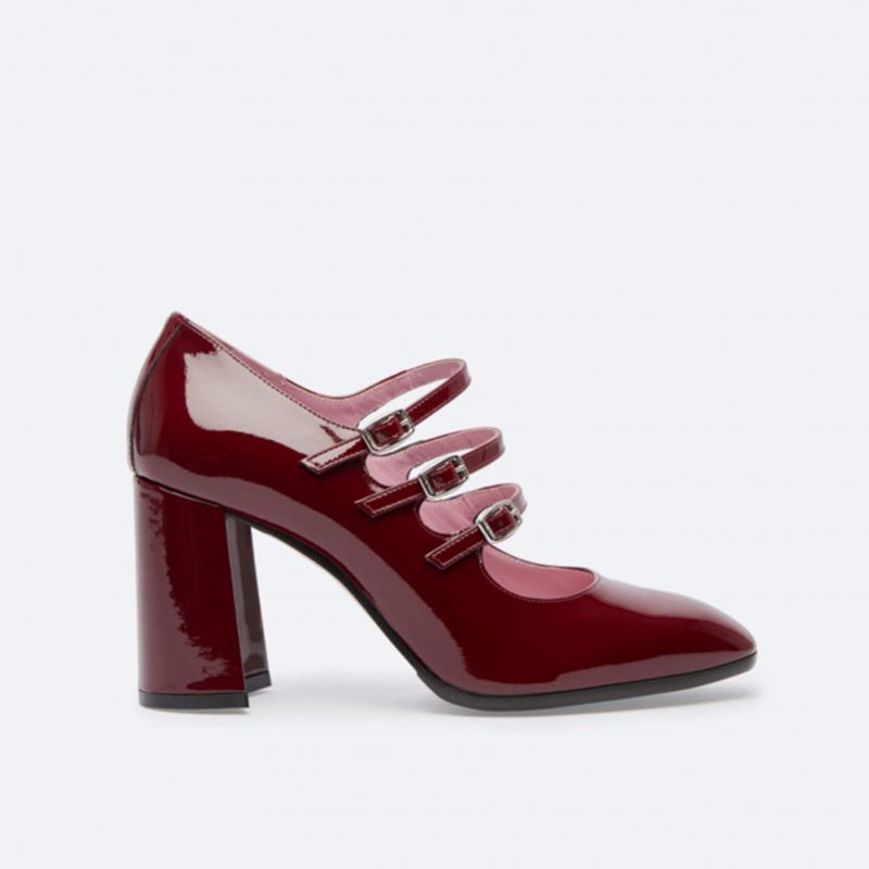 KEEL Burgundy patent leather Mary Janes pumps
