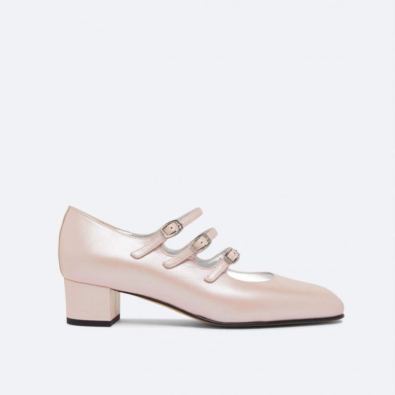 KINA Pink pearl leather Mary Janes pumps