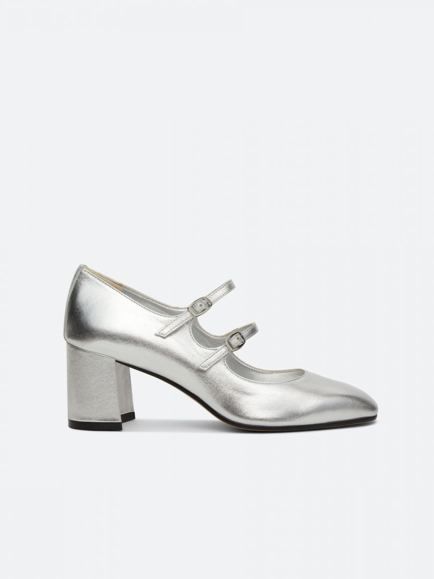 ALICE Silver leather Mary Janes pumps