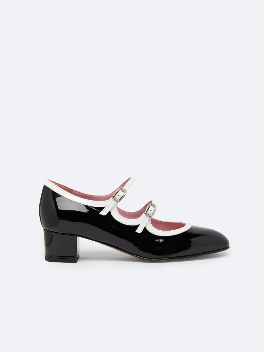 BLEUETTE black and white patent leather Mary Janes pumps | Carel Paris Shoes