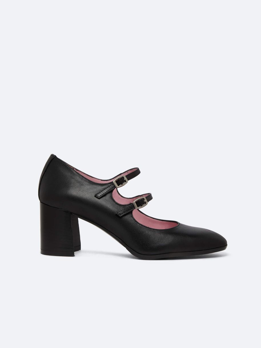 ALICE black leather Mary Janes pumps | Carel Paris Shoes