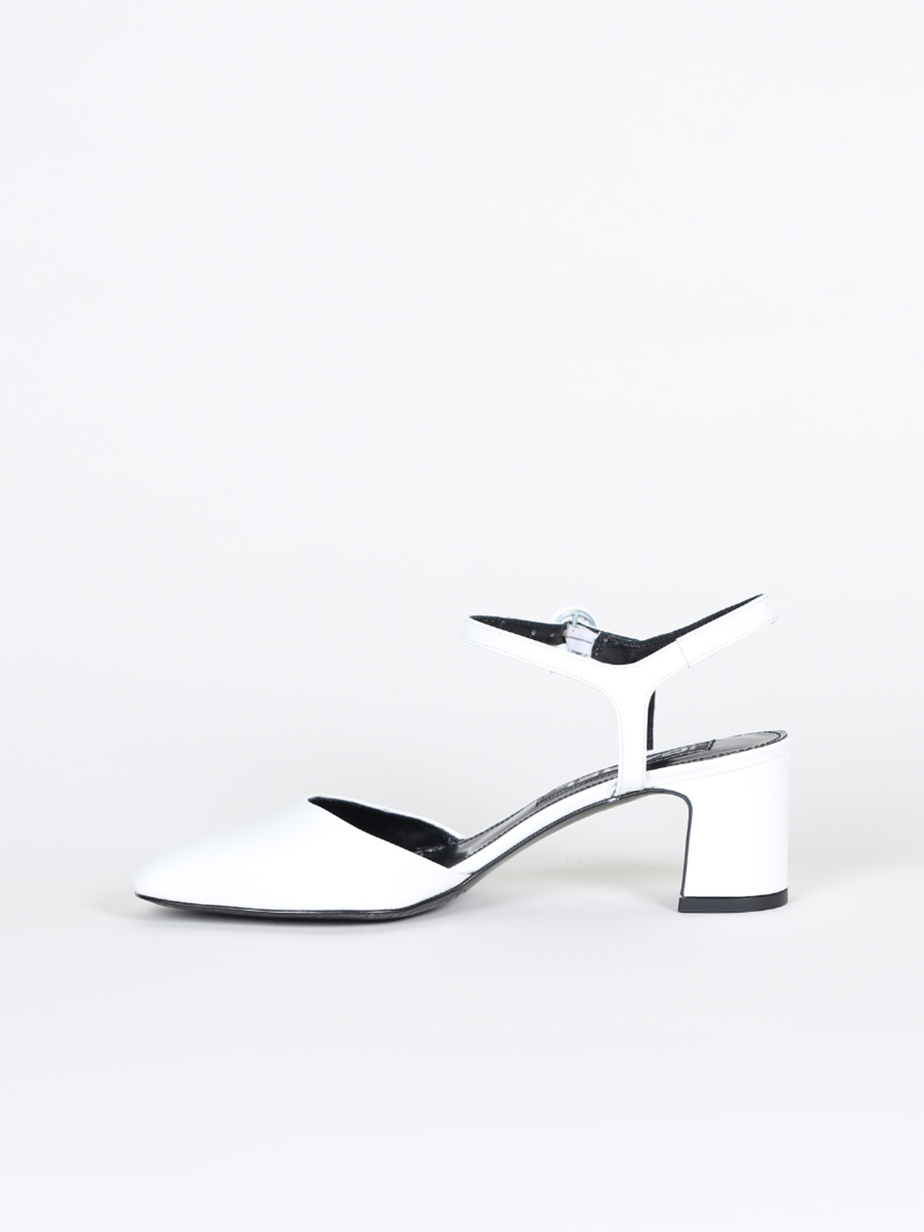 White patent leather sandals
