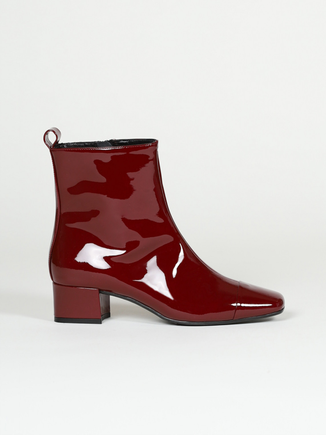 ESTIME burgundy patent leather ankle boots | Carel Paris Shoes