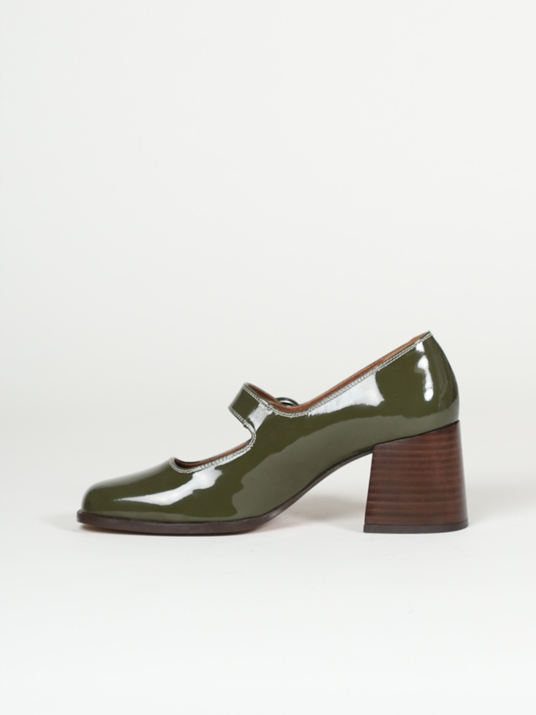 CAREN khaki patent leather Mary Janes | Carel Paris Shoes