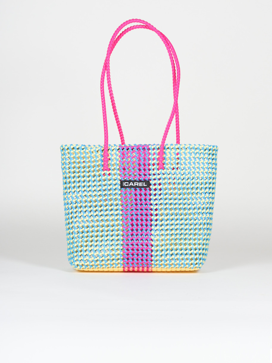 Blue, pink and yellow bag