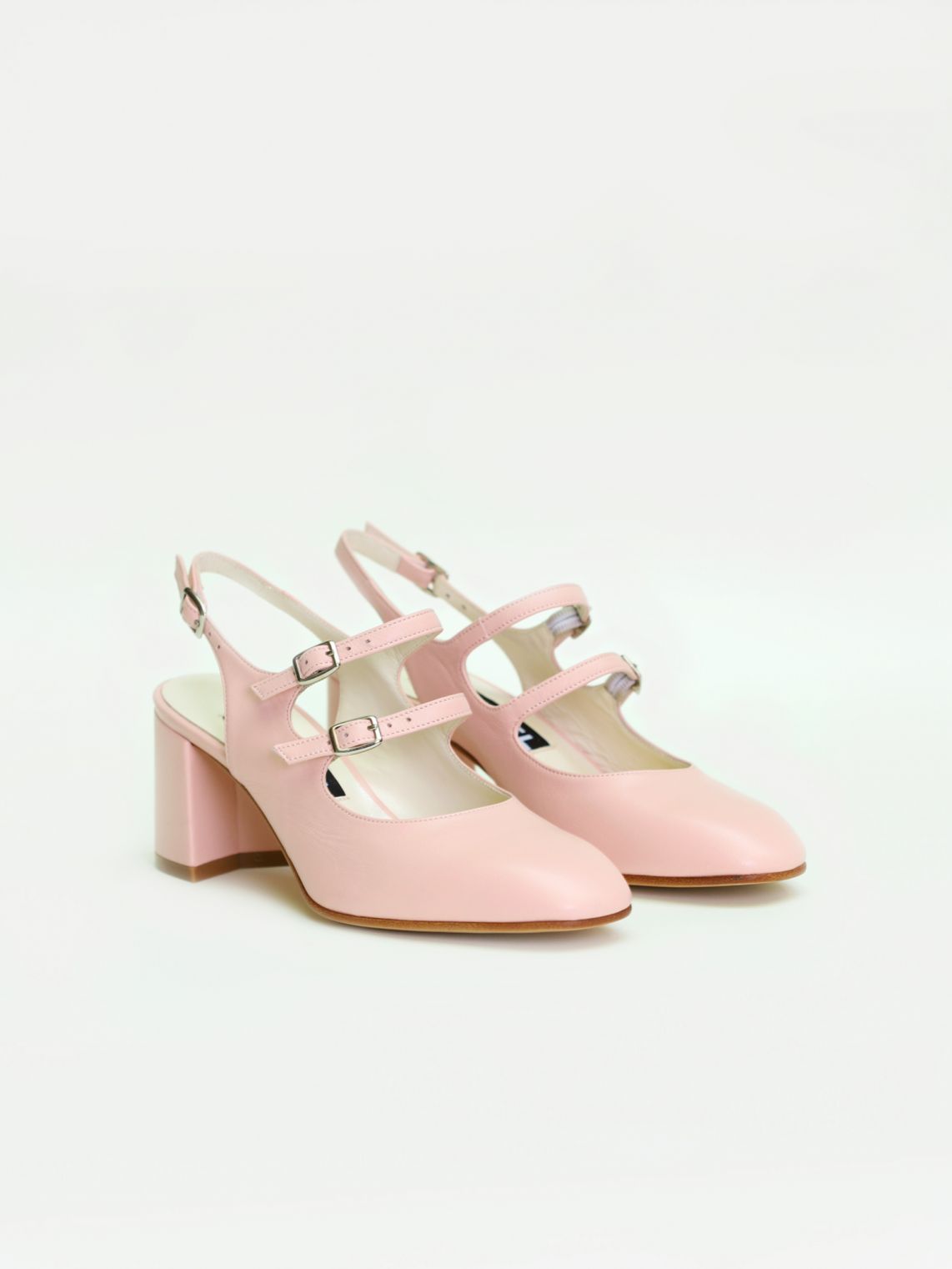 Pink leather mary janes