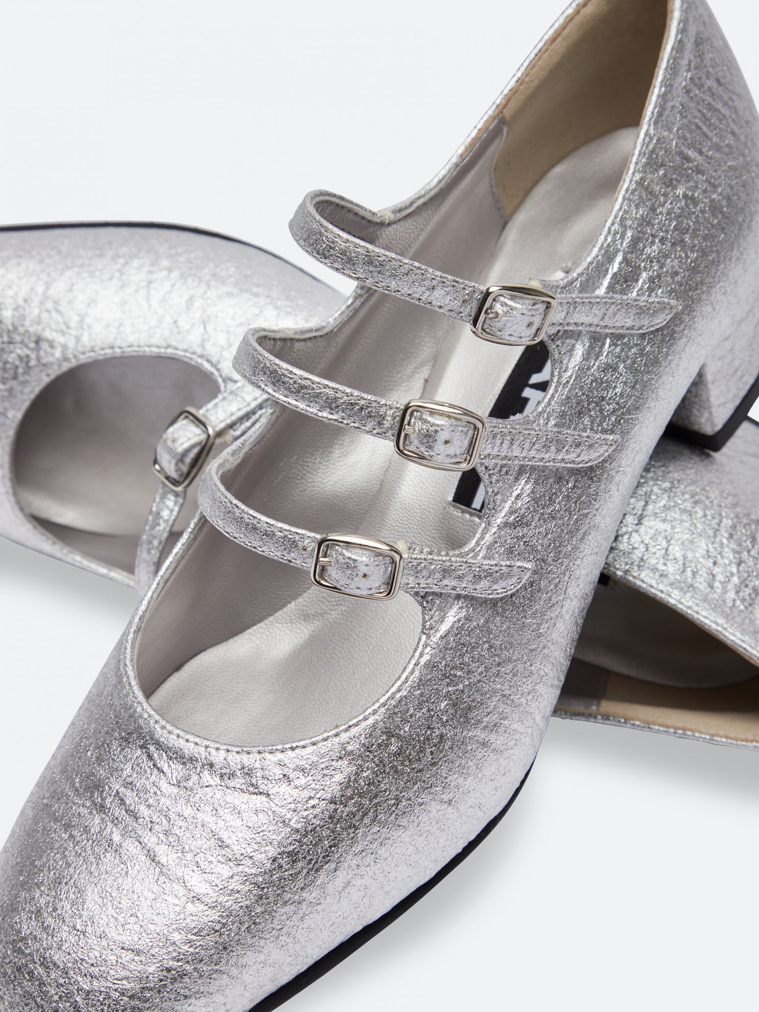 KINA Eco-friendly silver pinatex Mary janes | Carel Paris Shoes