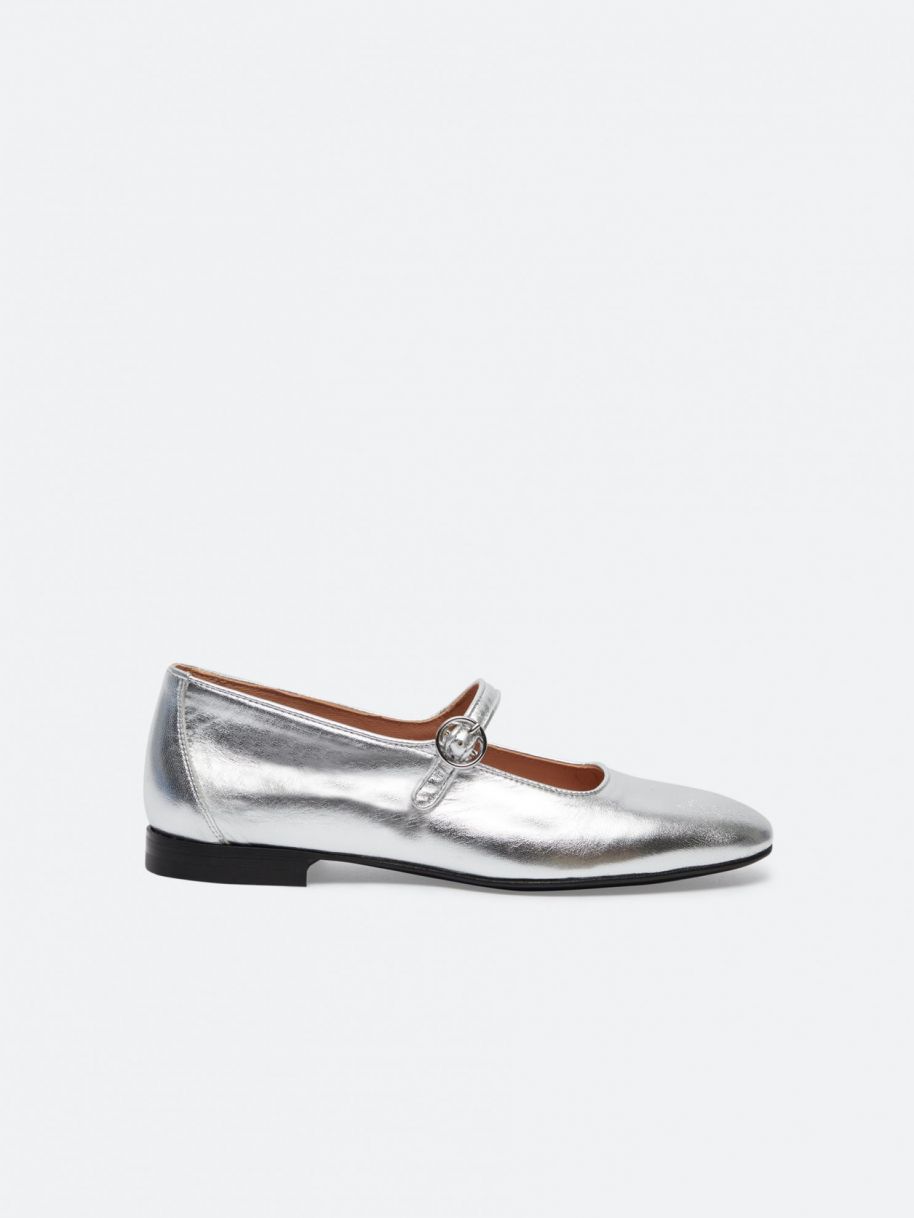 CORALIE silver leather Mary Janes| Carel Paris Shoes