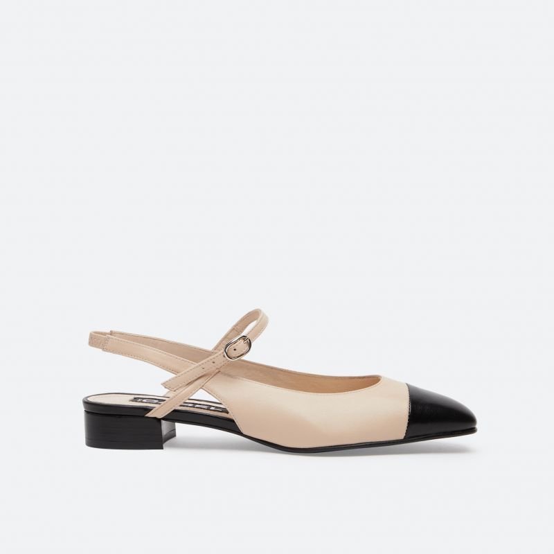 OCEAN Beige and black leather Mary Janes | Carel Paris Shoes