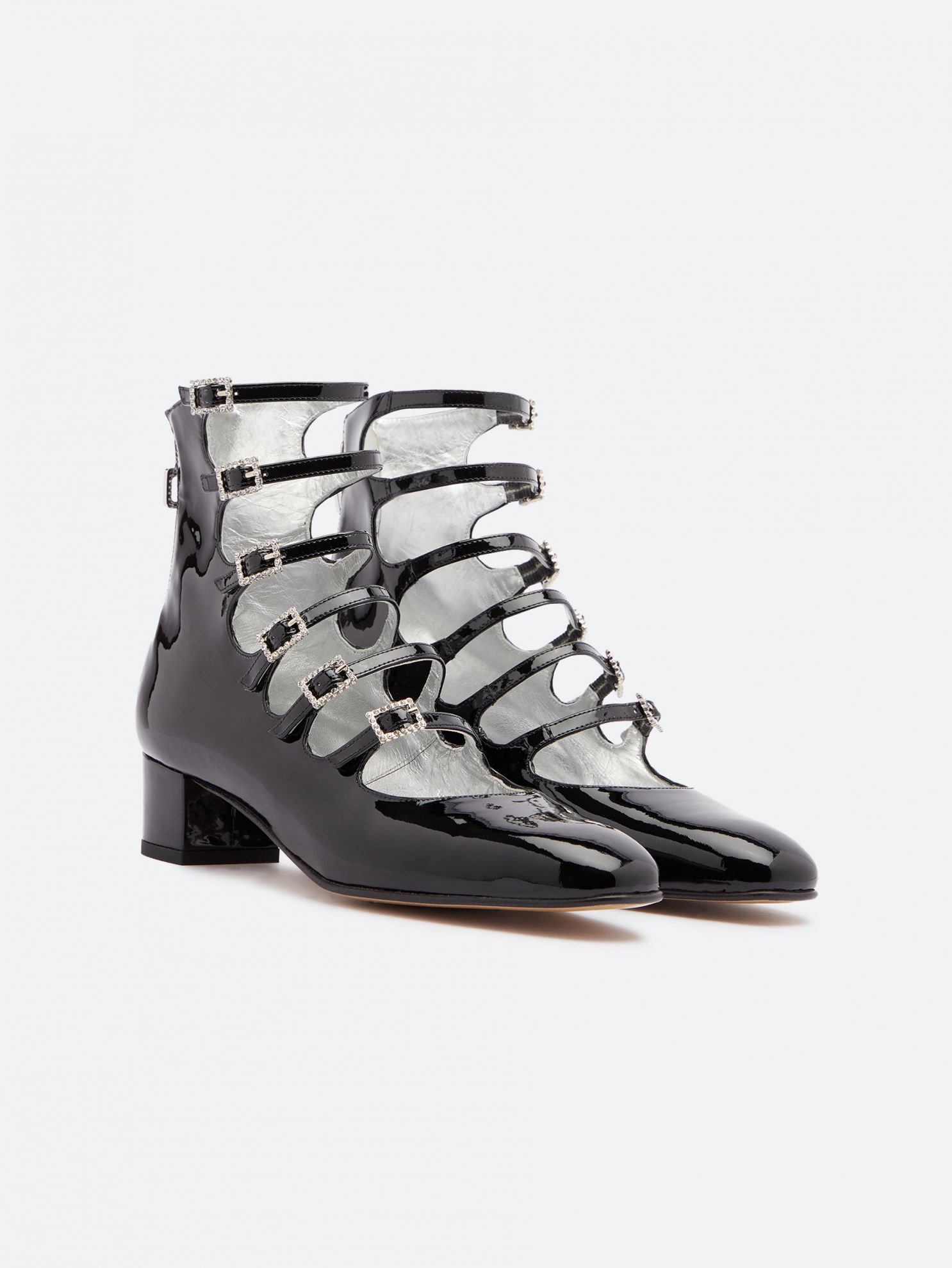 XENA Black patent leather multi-straps Mary Janes |Carel Paris Shoes