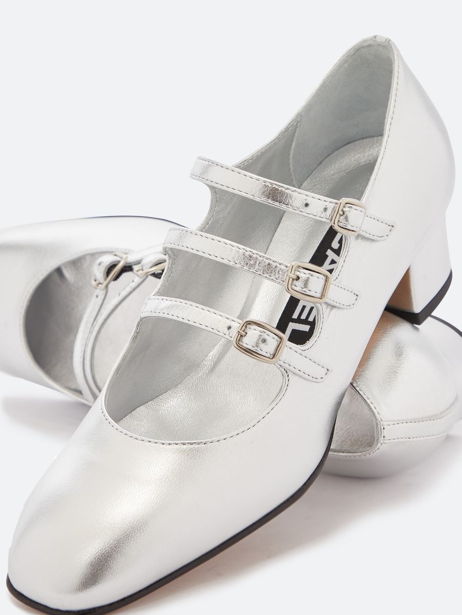 KINA silver leather Mary Janes | Carel Paris Shoes