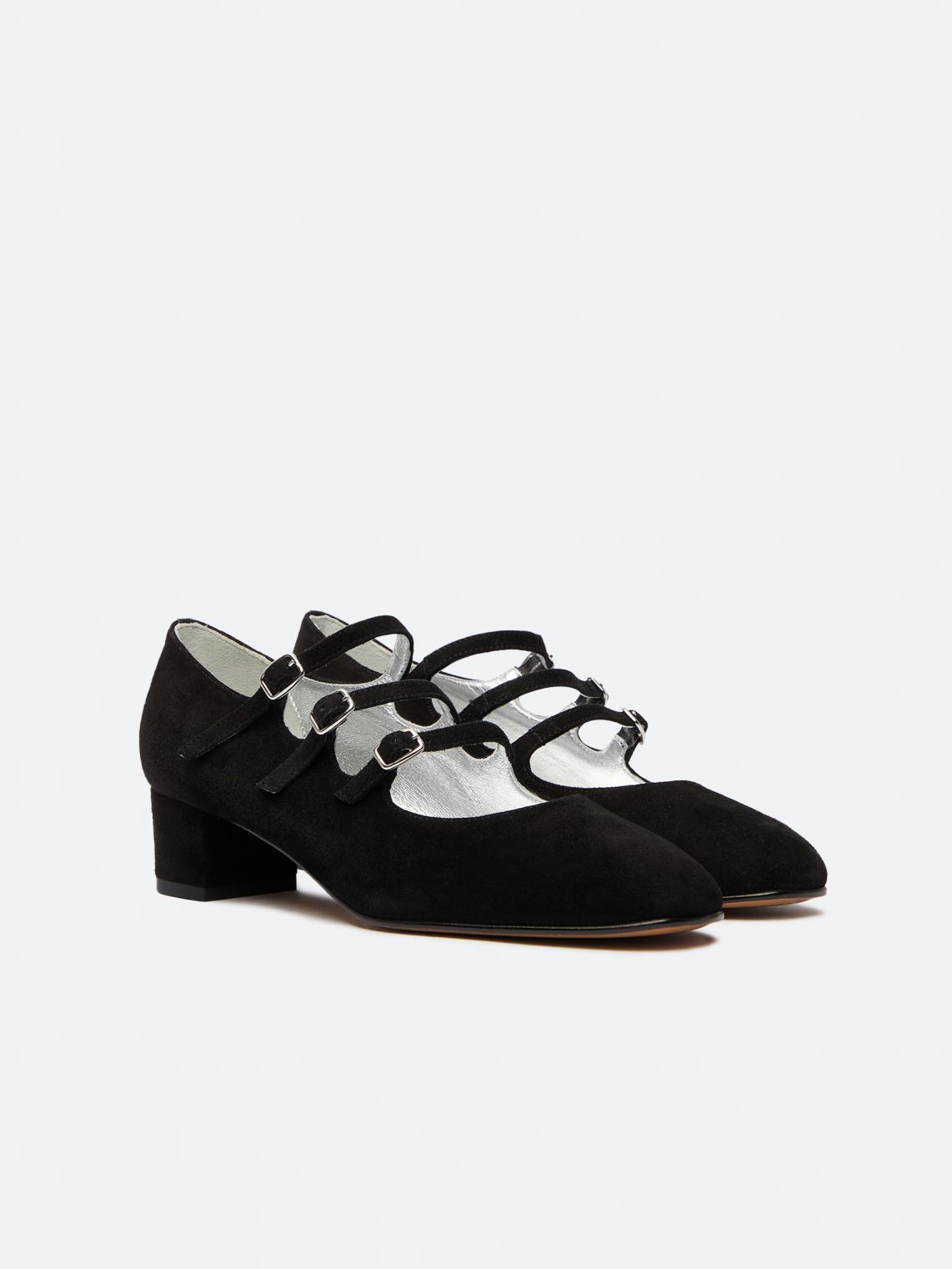 KINA black suede leather Mary Janes pumps | Carel Paris Shoes