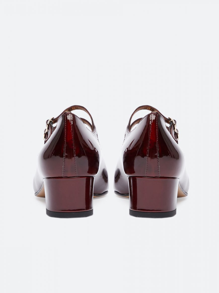 KINA Fire red laminated patent leather Mary Janes pumps